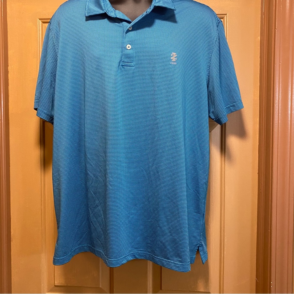 Mens IZOD Golf blue checkered w/stretch polo shirt sz XL